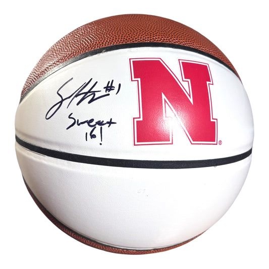 Sam Hoiberg #1 Nebraska Cornhuskers Basketball Signed Full Size Husker Basketball Sweet 16