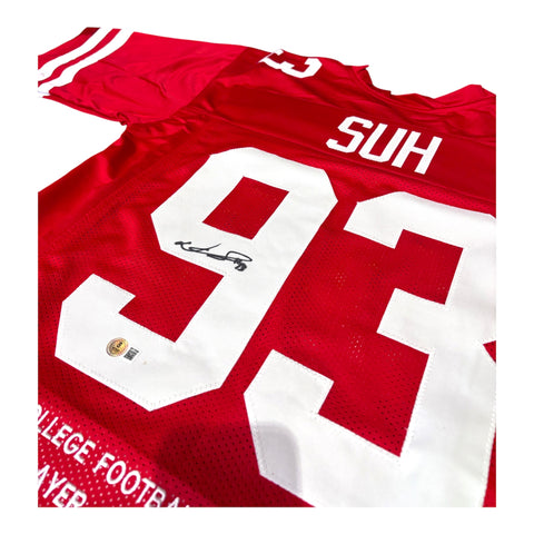 Ndamukong Suh #93 Nebraska Cornhuskers Football Custom Jersey Beckett Certified Husker Stat Jersey