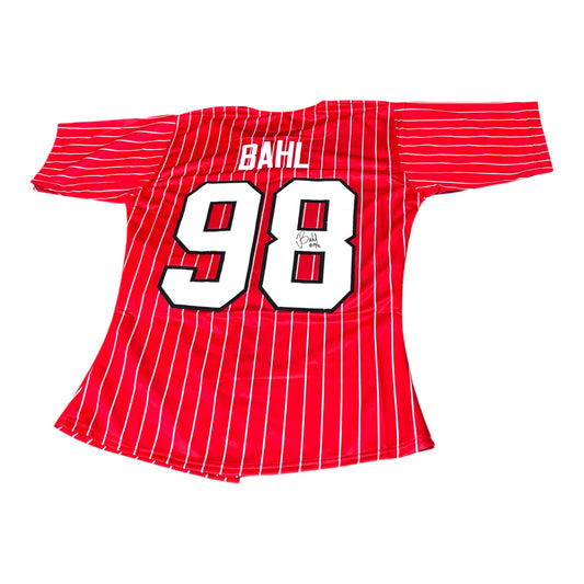 Jordy Bahl #98 Nebraska Cornhusker Softball Jersey Signed Pin Stripes