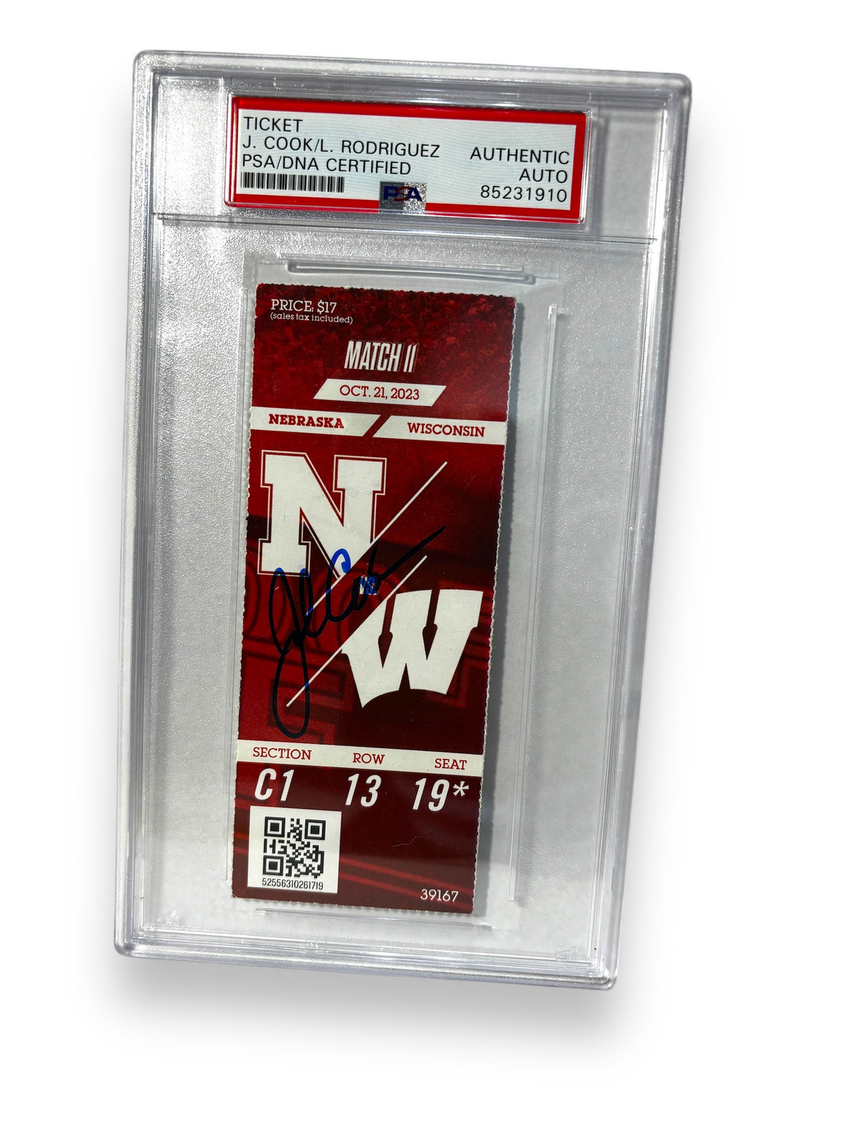 John Cook & Lexi Rodriguez Nebraska Cornhusker Volleyball Signed 2023 Actual Ticket Stub