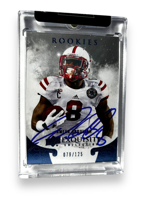 Ameer Abdullah #8 Nebraska Cornhusker Football Exquisite Autographed Rookie Card 1/2 Numbered to 125