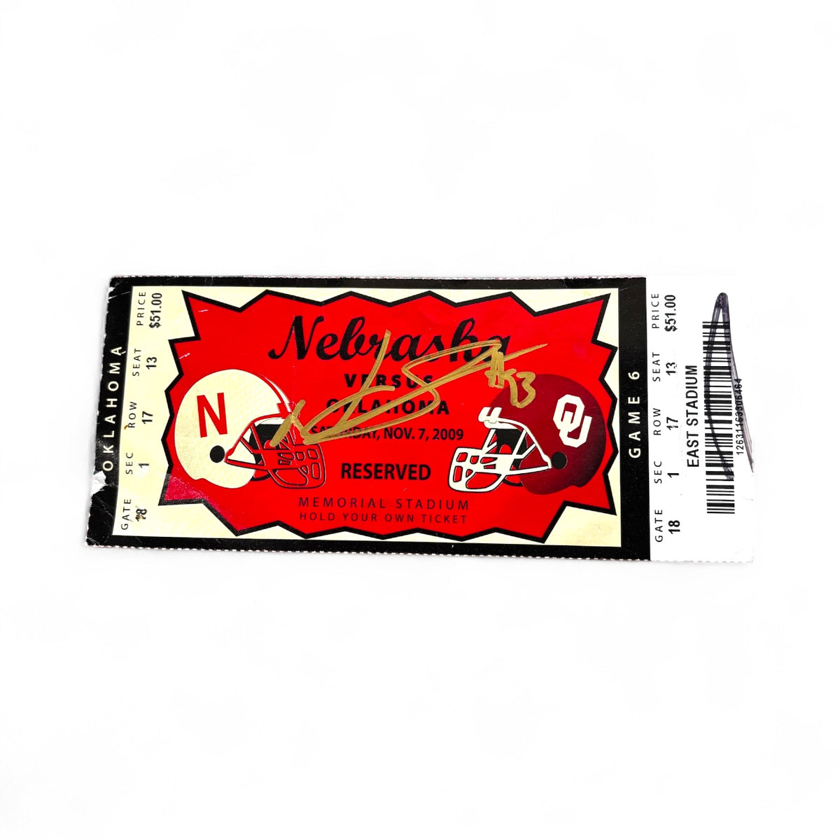 Ndamukong Suh #93 Nebraska Cornhuskers Football 2009 Ticket Stub Signed