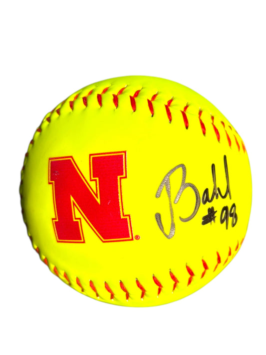 Jordy Bahl #98 Nebraska Cornhuskers Softball Signed Husker Softball