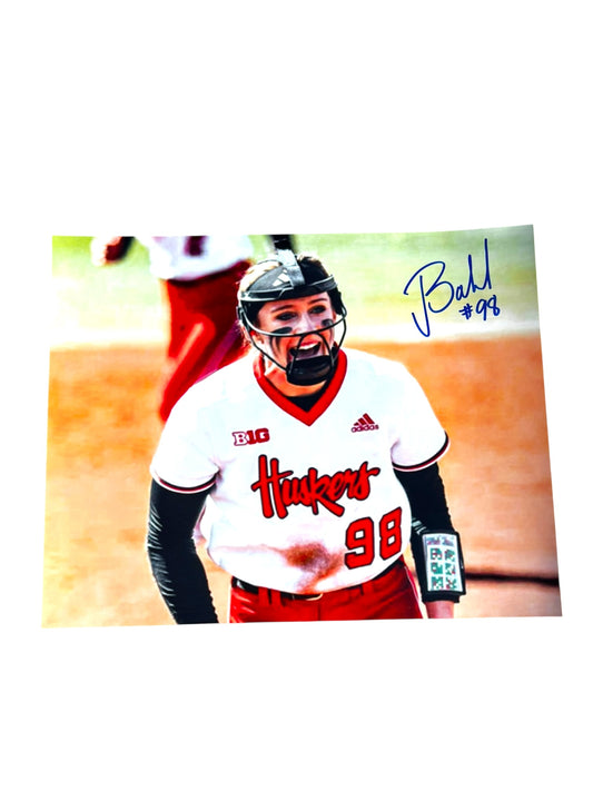 Jordy Bahl #98 Nebraska Cornhuskers Softball Signed Husker Softball 8x10