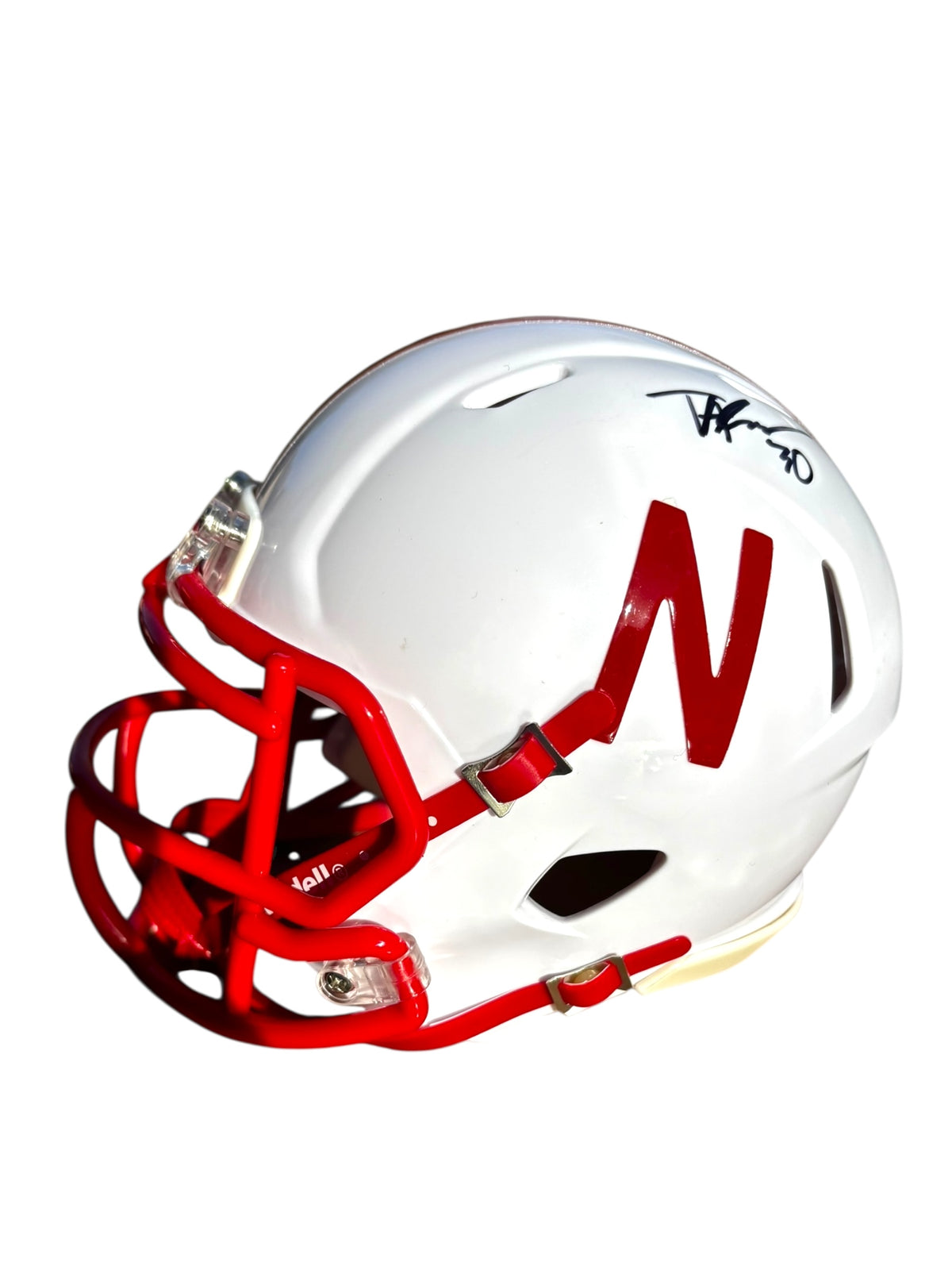 Tristan Alvano #30 Nebraska Cornhuskers football signed Husker Mini Helmet