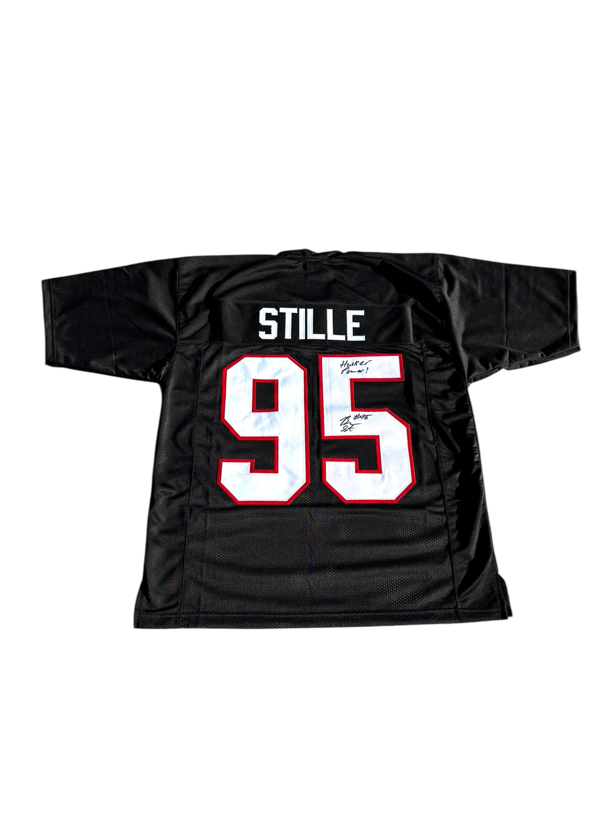 Ben Stille # Nebraska Cornhuskers football Signed Blackshirts Jersey