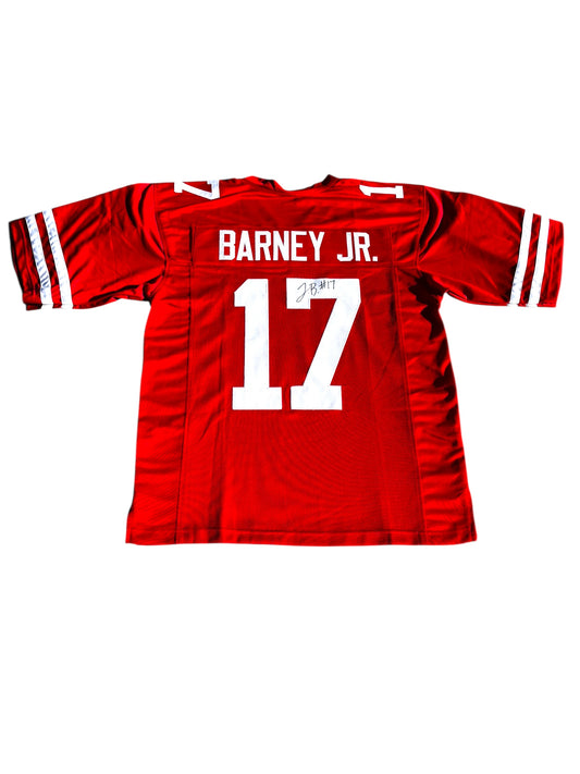 Jacory Barney #17 Nebraska Cornhuskers football Signed Custom Husker Jersey