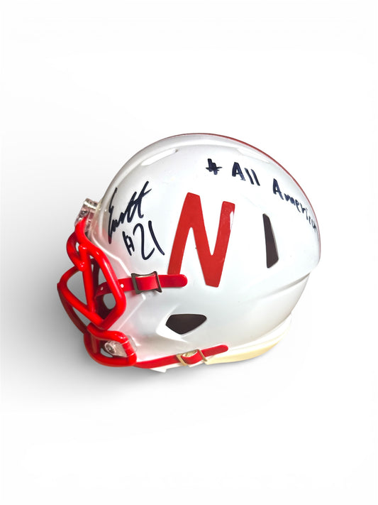 Emmett Johnson #21 Nebraska Cornhusker Football Signed Husker Mini Helmet All American
