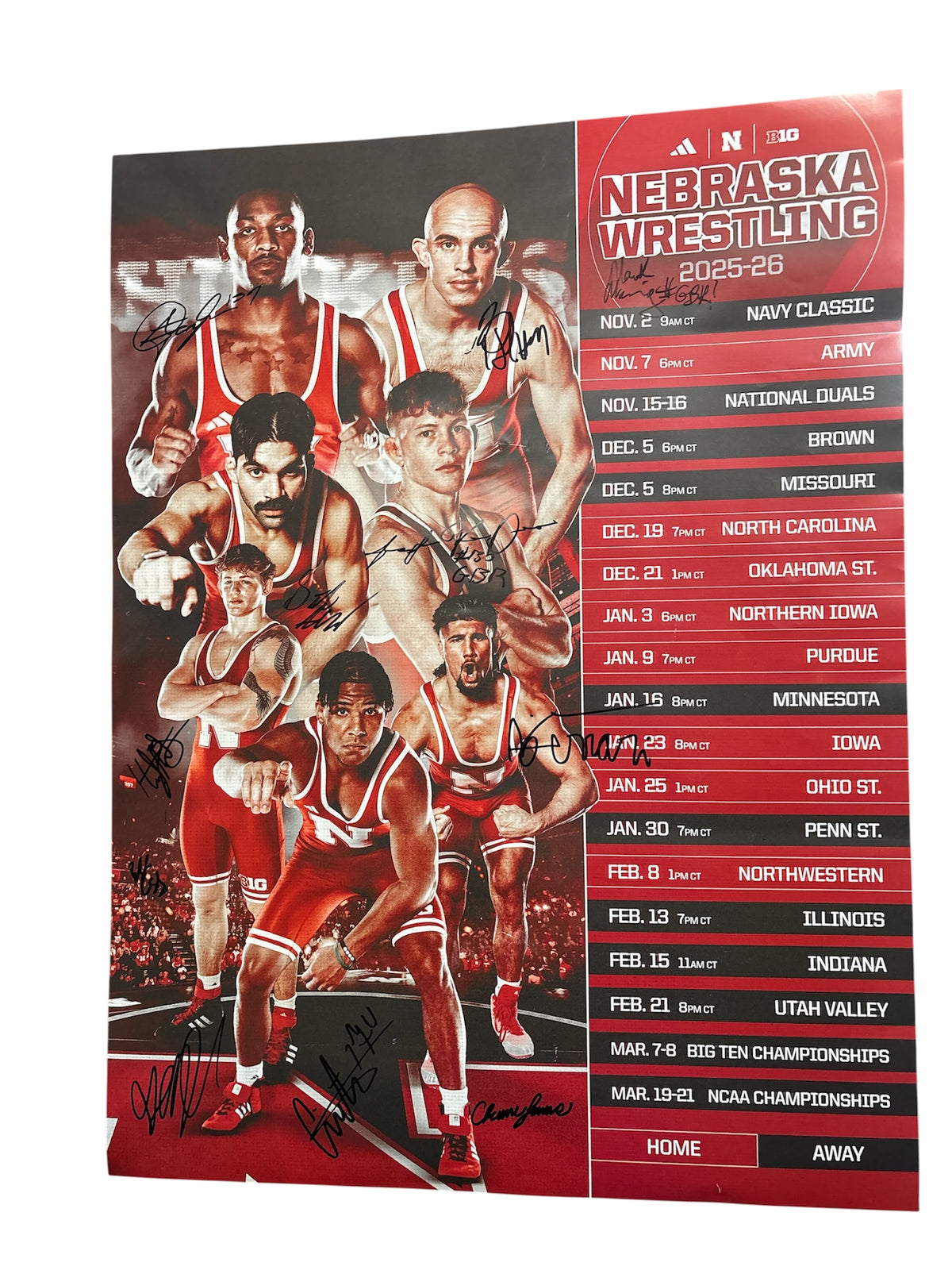 2026 Nebraska Cornhusker Team Signed Wrestling Poster Signed