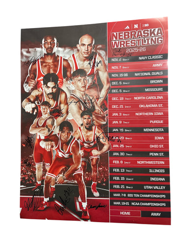 2026 Nebraska Cornhusker Team Signed Wrestling Poster Signed