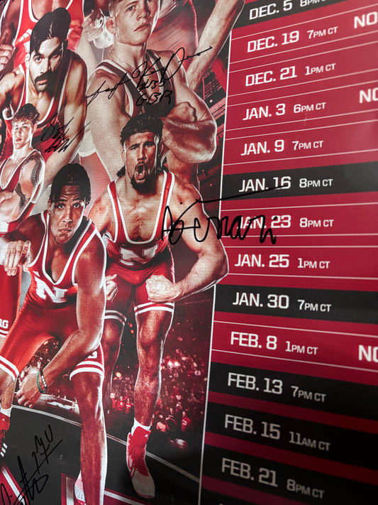 2026 Nebraska Cornhusker Team Signed Wrestling Poster Signed