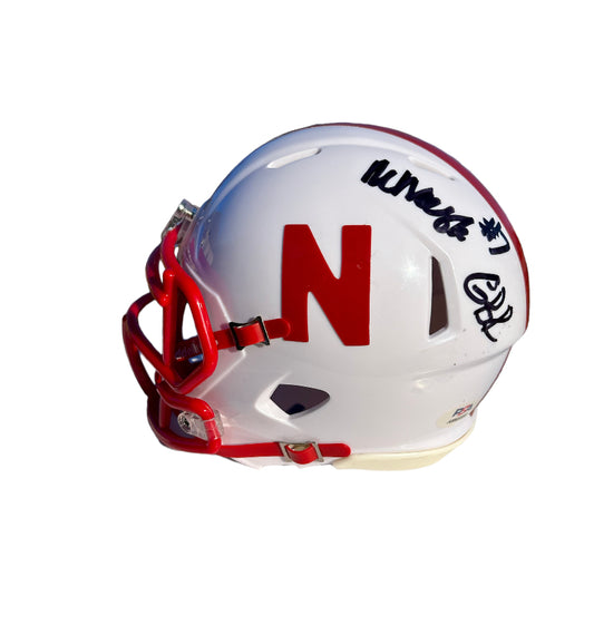 Marcus Washington #7 Certified Nebraska Mini Helmet