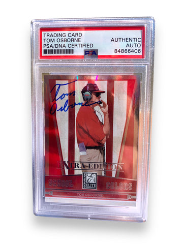 Tom Osborne Signed School Colors Red Edition Nebraska Football Card PSA Certified