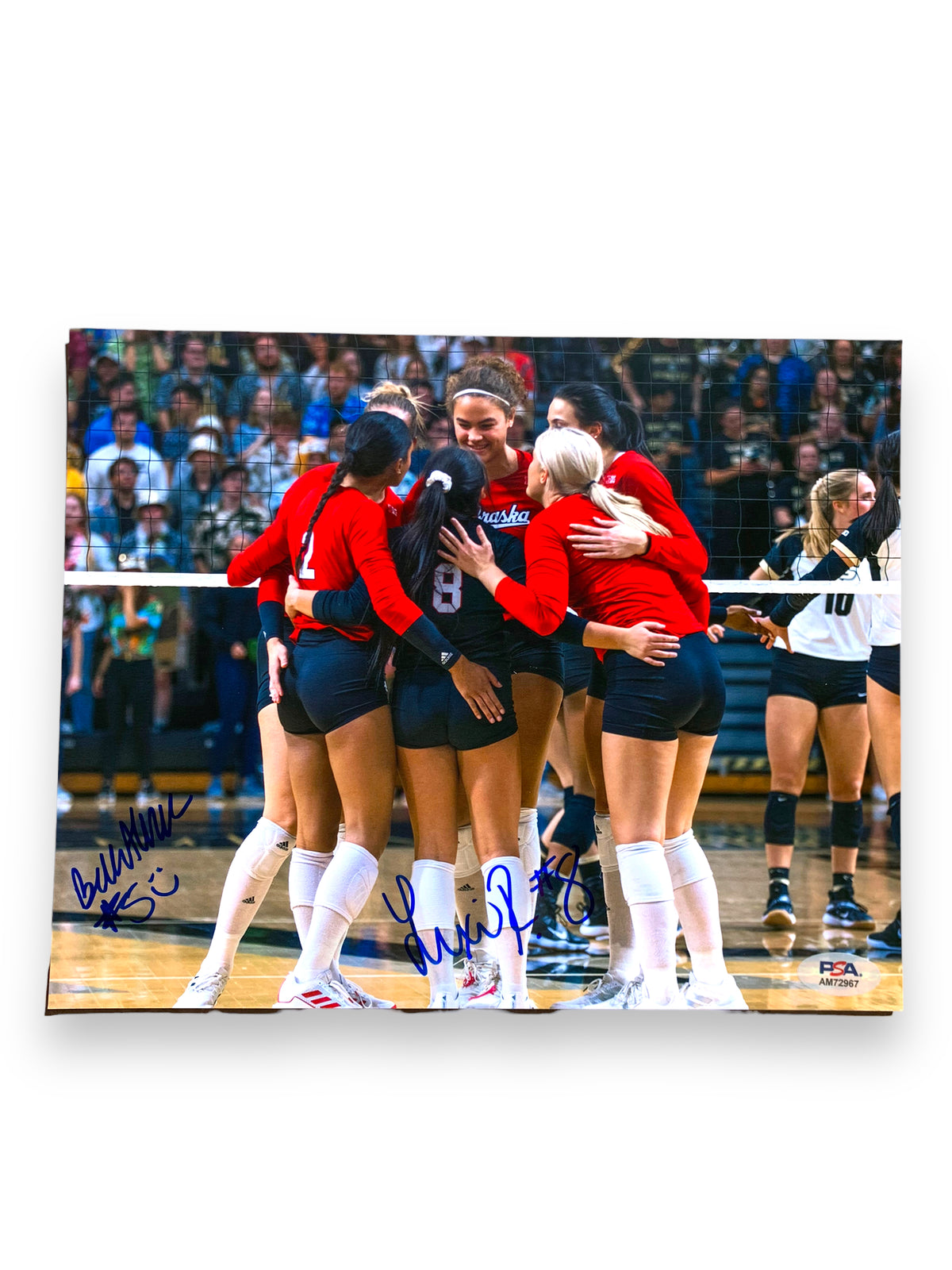 Lexi Rodriguez #8 Bekka Allick #5 Nebraska Celeberation  Signed Volleyball 8x10