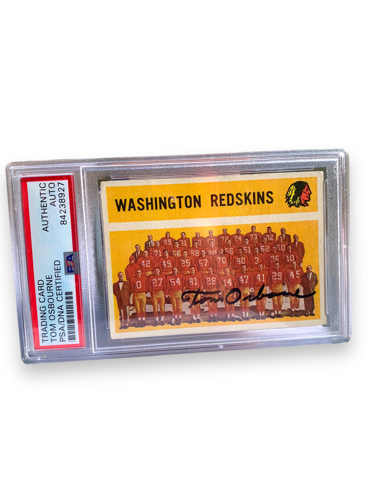 Tom Osborne 1960 Signed Washington Redskins Card PSA Certified