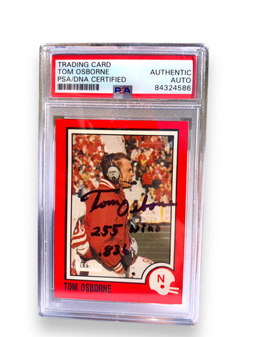 Tom Osborne Signed PSA Certified Leesley Nebraska Football 255 .836 Winning Percentage