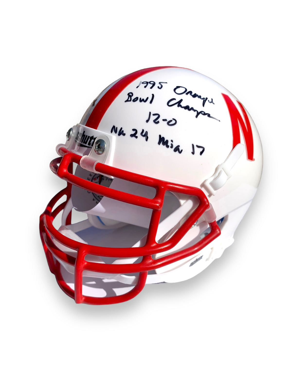 Tom Osborne PSA Certified Nebraska Football Schutt Mini Helmet 1995 Orange Bowl Champion Tom Osborne PSA Certified Nebraska Football Schutt Mini Helmet 1995 Orange Bowl Champion