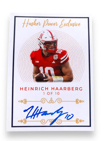 Heinrich Haarberg Husker Power Football Exclusive Trading Card
