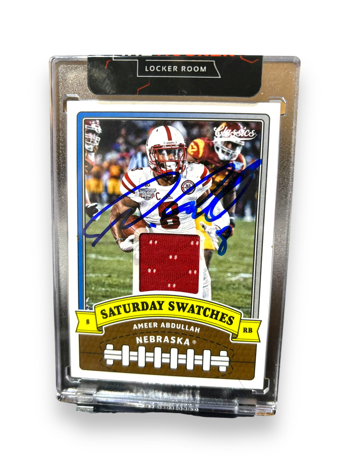 Ameer Abdullah #8 Nebraska Cornhusker Game Used Signed Rookie Jersey Card