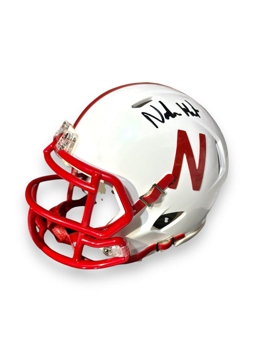 Nash Hutmacher #0 Nebraska Cornhusker Signed Mini Helmet