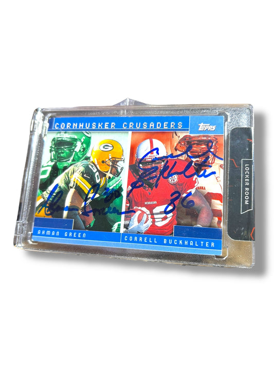Ahman Green #30 & Correll Buckhalter Nebraska Cornhuskers Football Topps Crusaders Signed