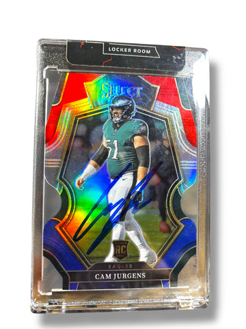 Cam Jurgens #51 Nebraska Cornhusker Football Die Cut RED WHITE BLUE Signed Panini Rookie Card
