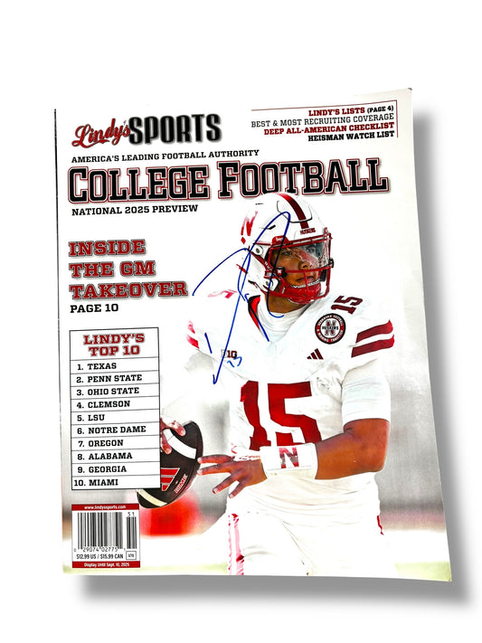 Dylan Raiola #15 Nebraska Cornhuskers Football Signed Magazine