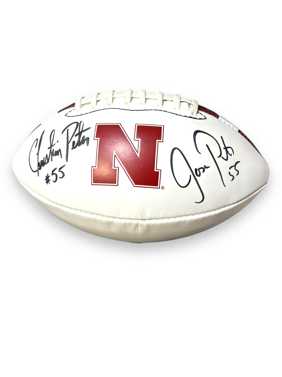 Nebraska Blackshirts Signed Football Jason Peter & Christian Peter