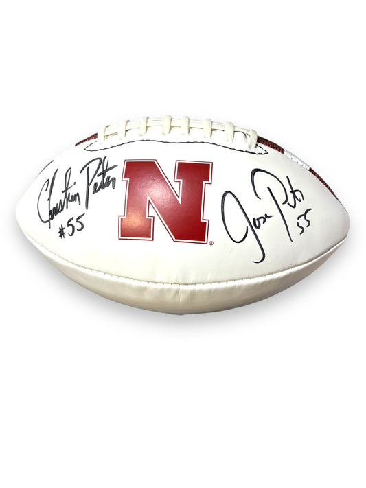 Nebraska Blackshirts Signed Football Jason Peter & Christian Peter