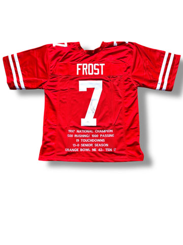 Scott Frost #7 Nebraska Cornhuskers Football 1997 Championship Custom Stat Jersey PSA Certified