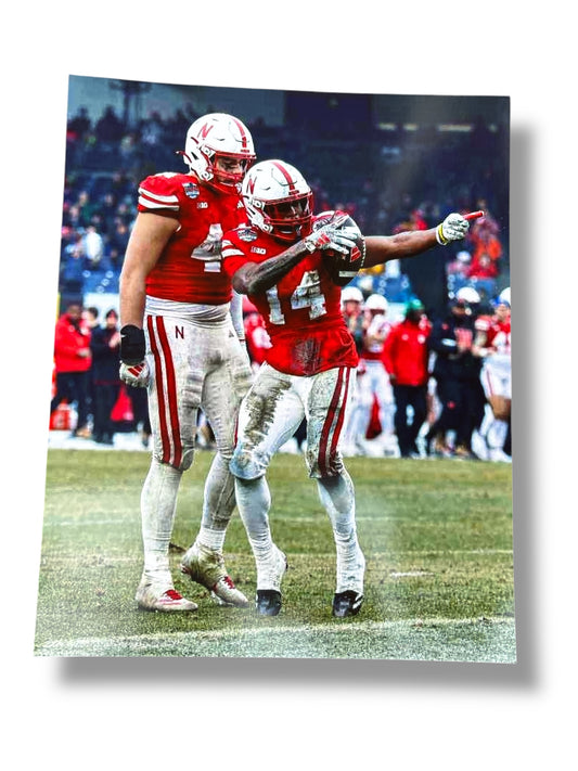 Rahmir Johnson #14 Nebraska Cornhusker Signed Husker Football 8x10