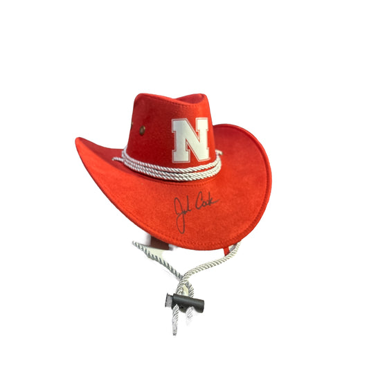 John Cook Nebraska Cornhuskers Volleyball Signed Volleyball Cowboy Hat