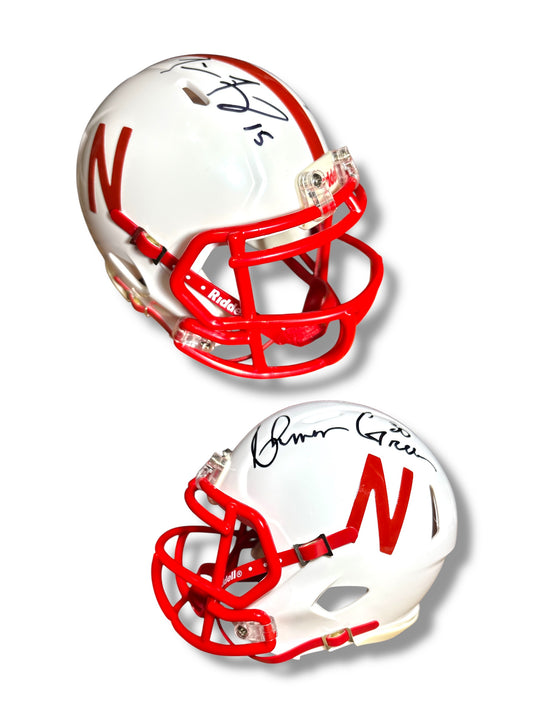 Ahman Green#30 & Tommie Frazier Nebraska Corhnusker Special Edition Signed Husker Combo Mini Helmet