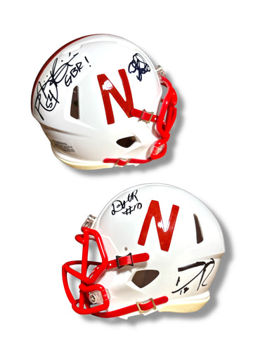 Dylan Raiola #15 & Family Nebraska Cornhusker Football Signed Mini Helmet