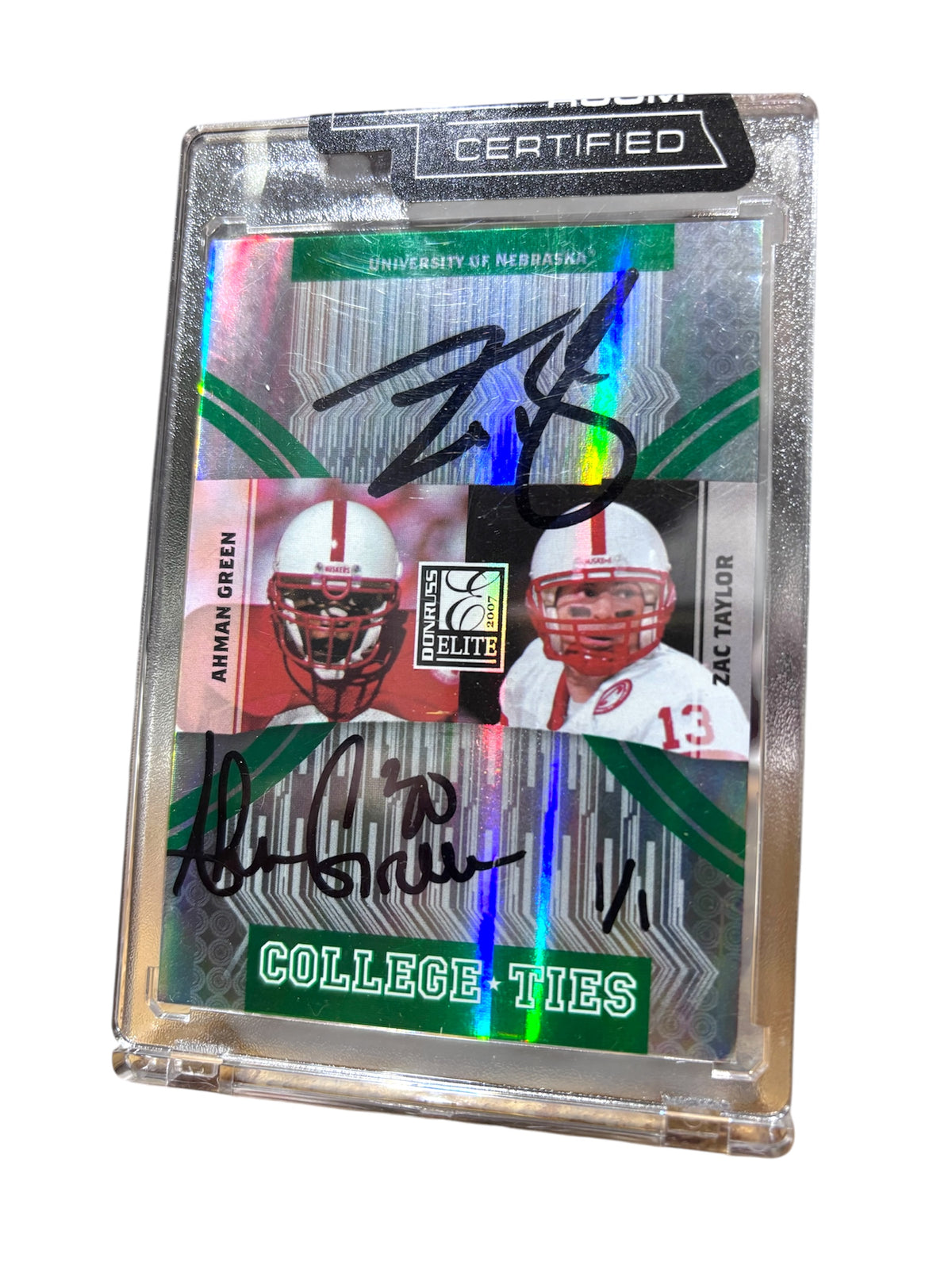 Ahman Green And Zack Taylor Nebraska Cornhusker Football 1/1 College Ties Elite
