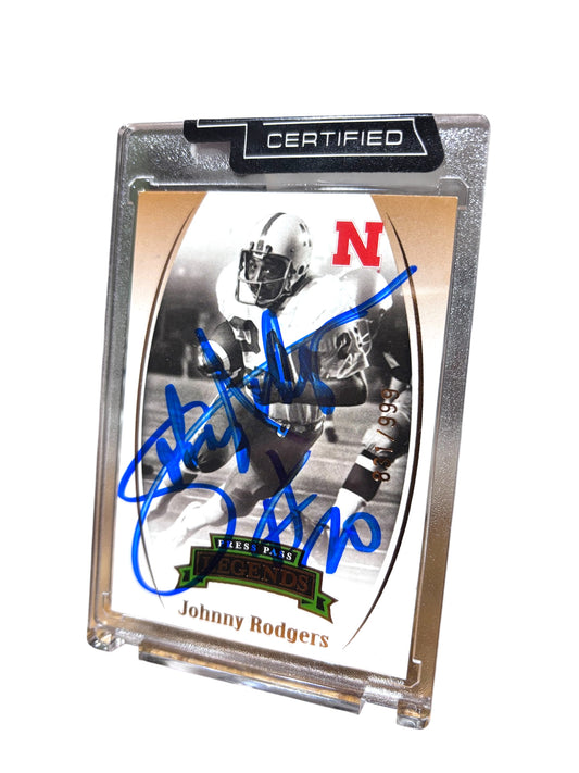 Johnny Rodgers #20 Nebraska Cornhuskers Football Press Pass Legends Certified