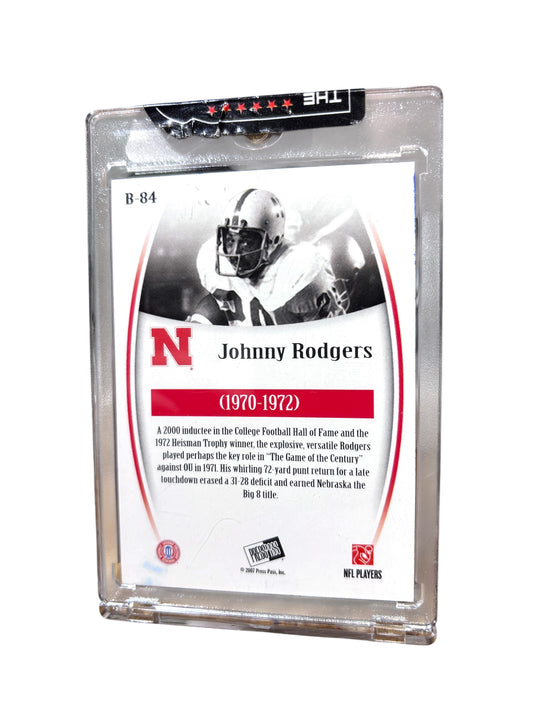 Johnny Rodgers #20 Nebraska Cornhuskers Football Press Pass Legends Certified