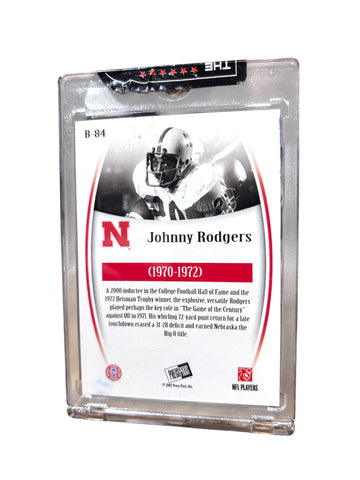 Johnny Rodgers #20 Nebraska Cornhuskers Football Press Pass Legends Certified