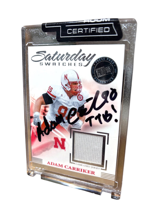 Adam Carriker #90 Nebraska Cornhusker Football Signed Game Used Piece Certified