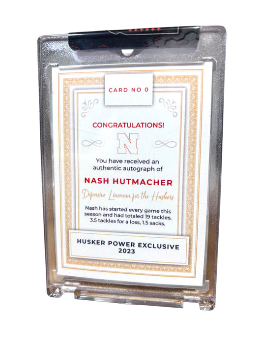 Nash Hutmacher #0 Nebraska Cornhusker Signed  Husker Football 1 of 10