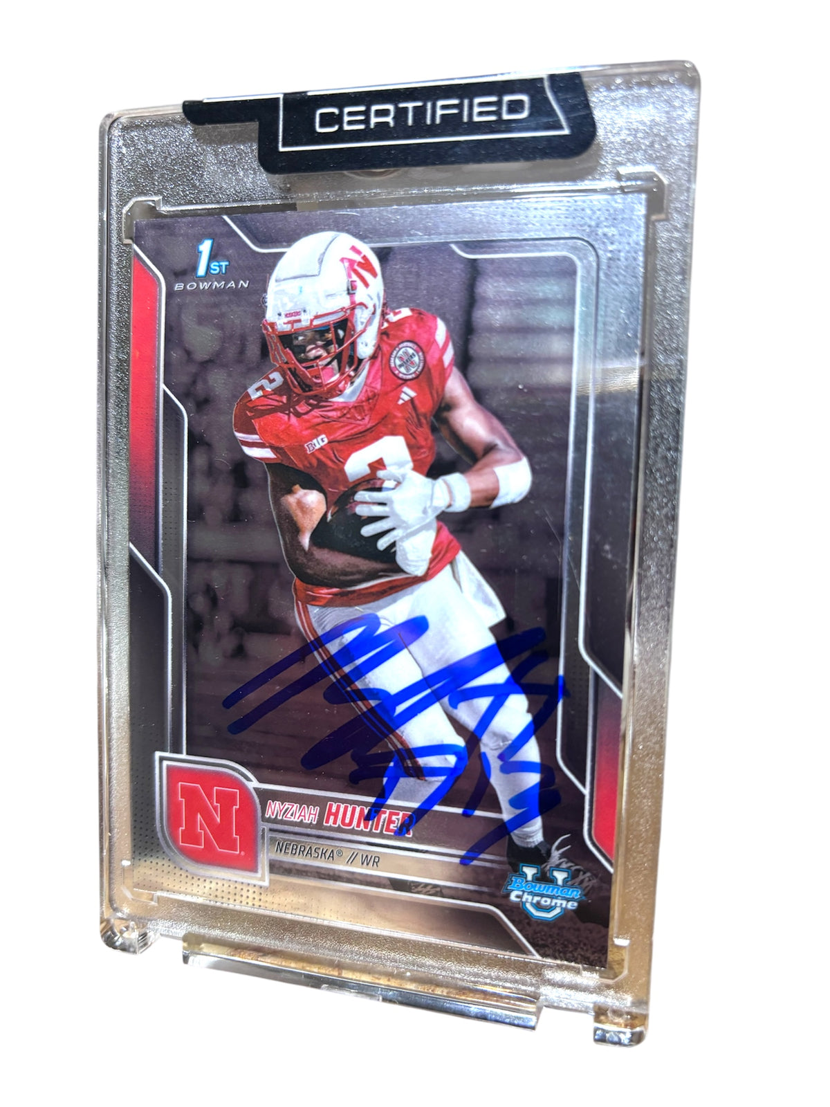 Nyziah Hunter #13 Nebraska Cornhusker Football Card Signed Bowman Chrome Certified