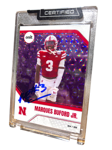 Marques Buford Jr. #3 Nebraska Cornhusker Football Signed Husker Card Certified
