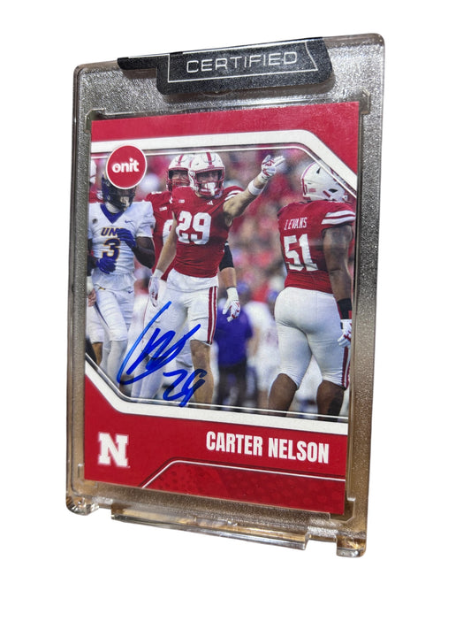 Carter Nelson #29 Nebraska Cornhusker Football Signed Husker Card Certified