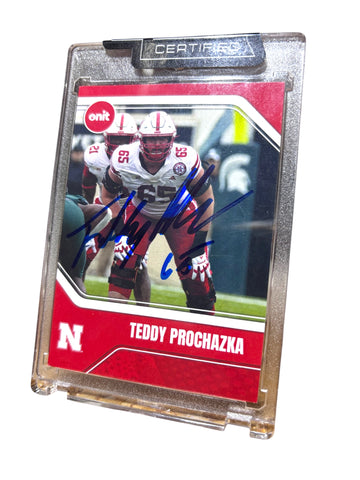 Teddy Prochazka # 65 Nebraska Cornhusker Signed Husker Card Certified