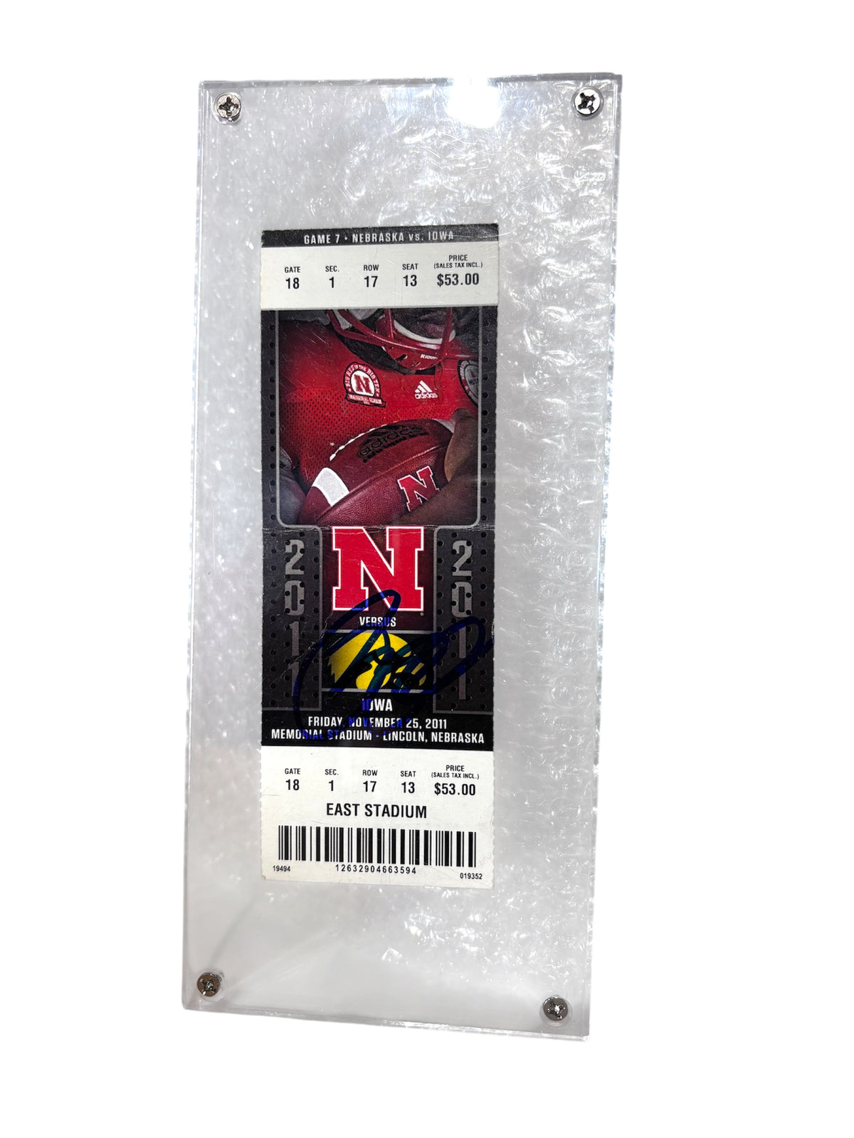 Ameer Abdullah #8 Nebraska Cornhusker Football Signed Ticket Stub Rare