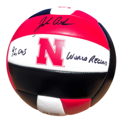 John Cook Autographed Nebraska Husker Volleyball – 92,003 Volleyball Day Signed Ball