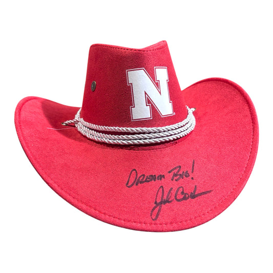 John Cook Autographed Nebraska Husker Cowboy Hat – “Dream Big” Inscription