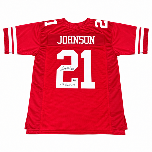 Emmett Johnson #21 Nebraska Cornhuskers football Signed Custom Husker Red  Jersey All American