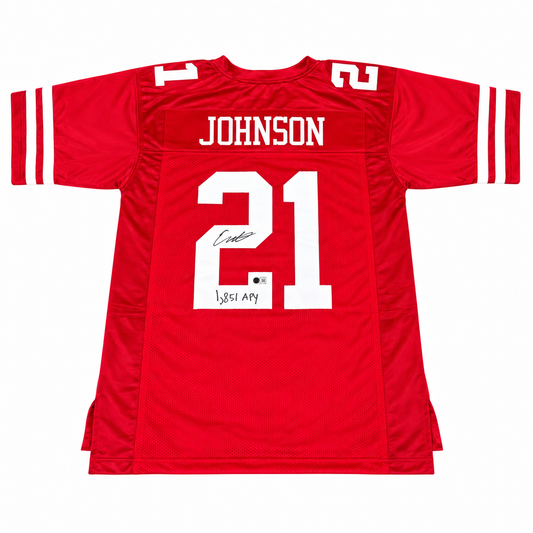 Emmett Johnson #21 Nebraska Cornhuskers football Signed Custom Husker Red  Jersey APY Record