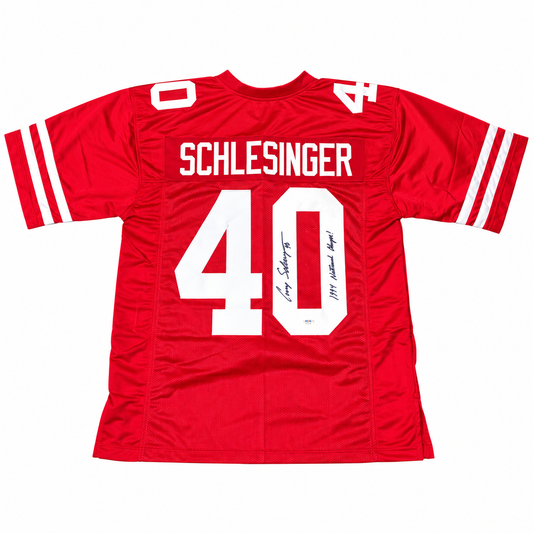 Cory Schlesinger #40  NEBRASKA CORNHUSKERS Signed Custom Jersey PSA Certified